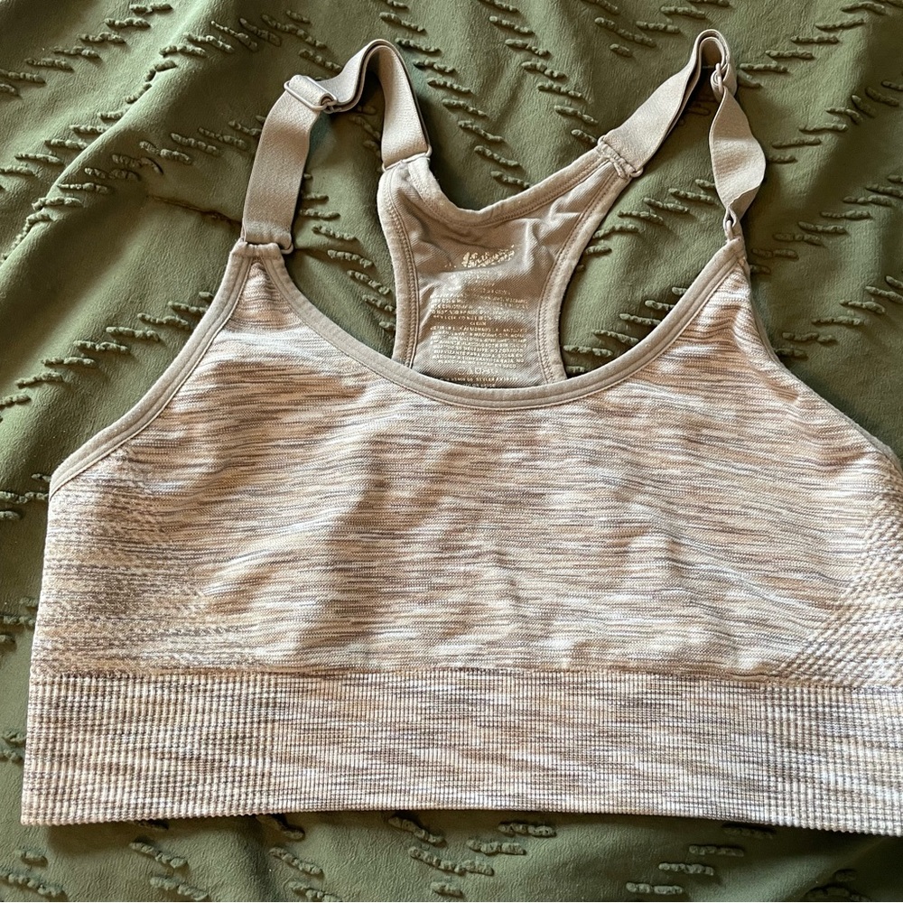 beige sports bra!